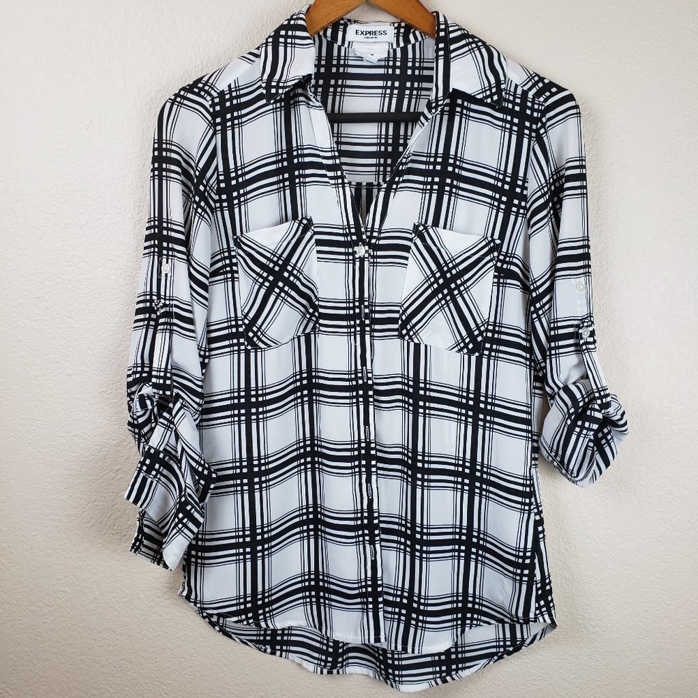 Express Portofino Black & White Button Down Shirt